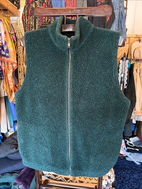 Forest Green Sherpa Zip-Up Vest